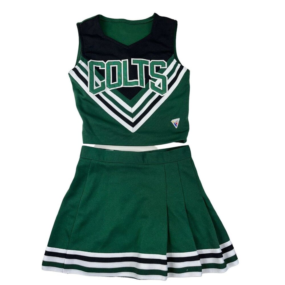 COLTS Child Cheerleader Uniform Outfit Costume Girls Sm / M Top 28" Skirt 20